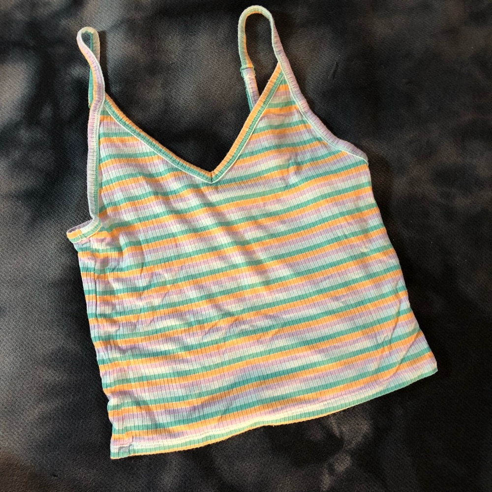 American Eagle ribbed crop tank - multicolored stripes